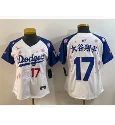 Women's Los Angeles Dodgers #17 大谷翔平 White Royal 2025 Tokyo Series Limited Stitched Baseball Jersey(Run Small)