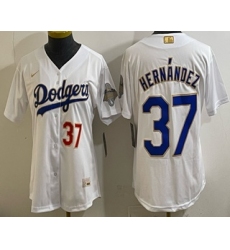 Women's Los Angeles Dodgers #37 Teoscar Hernandez White 2026 Gold Collection Stadium Jersey