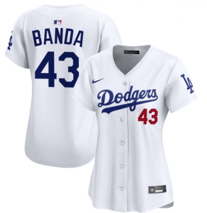 Womens's Los Angeles Dodgers #43 Anthony Banda White Cool Base Stitched Baseball Jersey