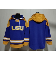 Men's LSU Tigers Blank Purple Yellow Ageless Must-Have Lace-Up Pullover Hoodie