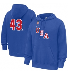Men's US Hockey #43 Quinn Hughes Royal 2026 Name & Number Hoodie