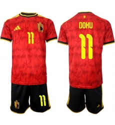 Men's Belgium #11 DOKU National Team FIFA x World Cup 2026 Home Red On Field Jersey