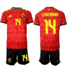 Men's Belgium National Team #14 Dodi Lukébakio Red 2026 World Cup Home Soccer Jersey Suit