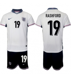 Men's England #19 Marcus Rashford 2024-25 White Home Soccer Jersey Suit