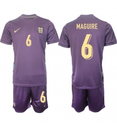 Men's England #6 Harry Maguire 2024-25 Purple Away Soccer Jersey Suit