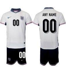 Men's England Custom 2024-25 White Home Soccer Jersey Suit