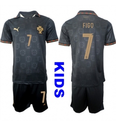 Youth Portugal #7 FIGO National Team FIFA x World Cup 2026 Away Gray On Eusebio special edition Kids Jersey