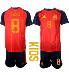 Youth Spain #8 PEDRD National Team FIFA x World Cup 2026 Home Red On Field Kids Jerseys