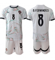 Men's Portugal Team #8 B.Fernandes 2025 White Away Soccer Jersey Suit