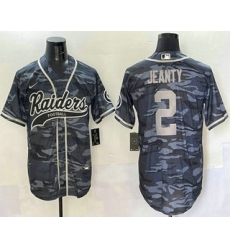 Men's Las Vegas Raiders #2 Ashton Jeanty Grey Camo With Cool Base Stitched Baseball Jersey