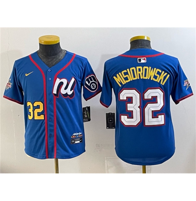Youth National League #32 Jacob Misiorowski Blue 2025 All-Star Edition Limited Stitched Baseball Jersey