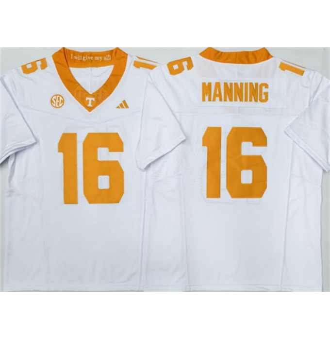 Men's Tennessee Volunteers #16 Peyton Manning White 2026 F.U.S.E. Stitched Jersey