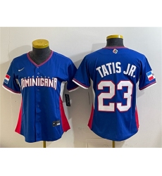 Youth Dominican Republic Baseball #23 Fernando Tatis Jr. Royal 2026 World Baseball Classic Road Stadium Stitched Baseball Jersey