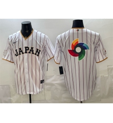 Men's Japan Baseball White 2026 World Baseball Classic Big Logo Home Stadium Stitched Jersey