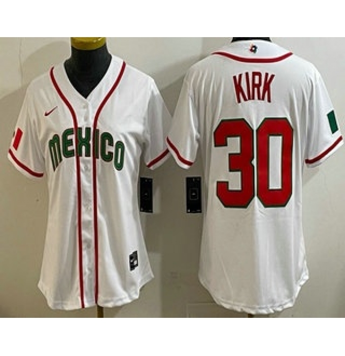 Women's Mexico #30 Alejandro Kirk White 2026 World Baseball Classic Cool Base Jersey