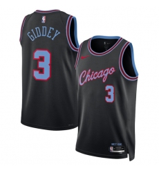Men's Chicago Bulls #3 Josh Giddey Black 2025-26 City Edition Swingman Stitched Basketball Jersey