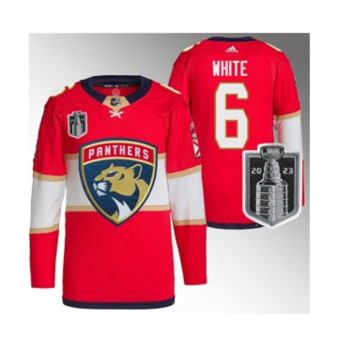 Men's Florida Panthers #6 Colin White Red 2023 Stanley Cup Final Stitched Jersey