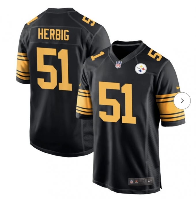 Men's Pittsburgh Steelers #51 Nick Herbig Black Color Rush Limited Jersey
