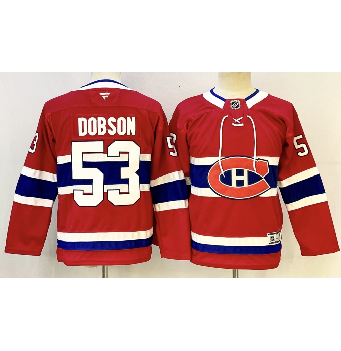 Youth Montreal Canadiens #53 Noah Dobson Red 2024-25 Stitched Jersey