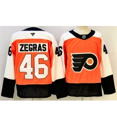 Men's Philadelphia Flyers #46 Trevor Zegras Orange 2024 Stitched Jersey