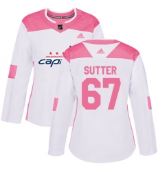 Women's Adidas Washington Capitals #67 Riley Sutter Authentic White Pink Fashion NHL Jersey