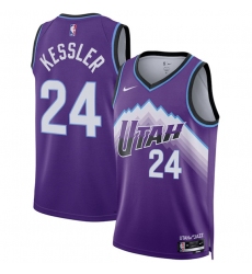 Men's Utah Jazz #24 Walker Kessler Purple 2025 Icon Edition Stitched Basketball Jersey
