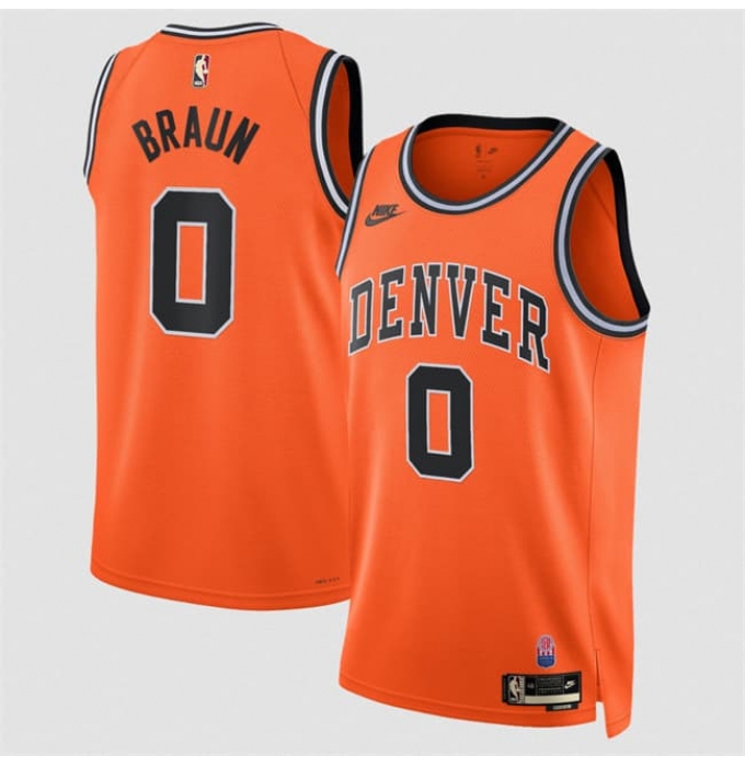 Men's Denver Nuggets #0 Christian Braun Orange 2026-27Classic Edition Stitched Basketball Jersey