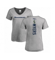 Football Women's Seattle Seahawks #5 Jason Myers Ash Backer T-Shirt