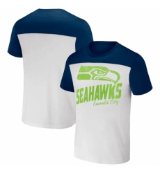 Men's Seattle Seahawks Cream Navy X Darius Rucker Collection Colorblocked T Shirt