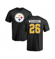 Football Pittsburgh Steelers #26 Rod Woodson Black Name & Number Logo T-Shirt