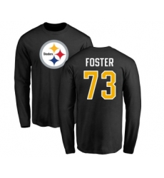Football Pittsburgh Steelers #73 Ramon Foster Black Name & Number Logo Long Sleeve T-Shirt