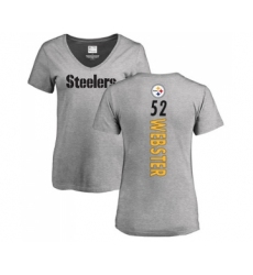 Football Women's Pittsburgh Steelers #52 Mike Webster Ash Backer V-Neck T-Shirt