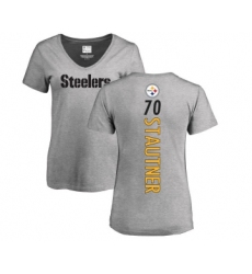 Football Women's Pittsburgh Steelers #70 Ernie Stautner Ash Backer V-Neck T-Shirt