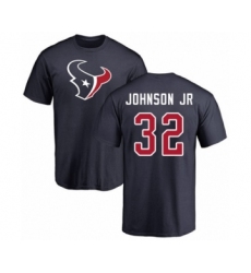 Football Houston Texans #32 Lonnie Johnson Navy Blue Name & Number Logo T-Shirt