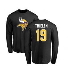 Football Minnesota Vikings #19 Adam Thielen Black Name & Number Logo Long Sleeve T-Shirt