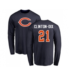Football Chicago Bears #21 Ha Clinton-Dix Navy Blue Name & Number Logo Long Sleeve T-Shirt