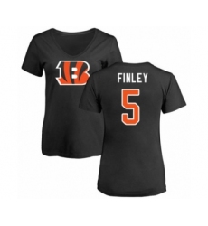 Football Women's Cincinnati Bengals #5 Ryan Finley Black Name & Number Logo T-Shirt