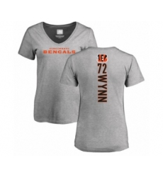 Football Women's Cincinnati Bengals #72 Kerry Wynn Ash Backer V-Neck T-Shirt