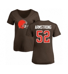 Football Women's Cleveland Browns #52 Ray-Ray Armstrong Brown Name & Number Logo T-Shirt