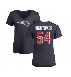 Football Women's New England Patriots #54 Dont'a Hightower Navy Blue Name & Number Logo Slim Fit T-Shirt