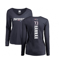 Football Women's New England Patriots #73 John Hannah Navy Blue Backer T-Shirt