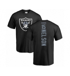Football Oakland Raiders #15 J. Nelson Black Backer T-Shirt