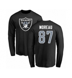 Football Oakland Raiders #87 Foster Moreau Black Name & Number Logo Long Sleeve T-Shirt