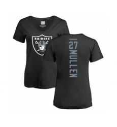 Football Women's Oakland Raiders #27 Trayvon Mullen Black Backer T-Shirt