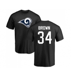 Football Los Angeles Rams #34 Malcolm Brown Black Name & Number Logo T-Shirt