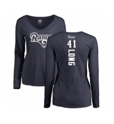 Football Women's Los Angeles Rams #41 David Long Navy Blue Backer Slim Fit Long Sleeve T-Shirt