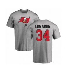 Football Tampa Bay Buccaneers #34 Mike Edwards Ash Name & Number Logo T-Shirt