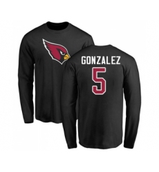 Football Arizona Cardinals #5 Zane Gonzalez Black Name & Number Logo Long Sleeve T-Shirt