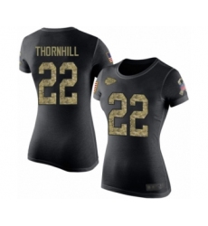 Football Women's Kansas City Chiefs #22 Juan Thornhill Black Camo Salute to Service T-Shirt