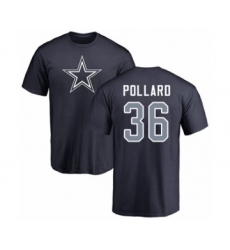Football Dallas Cowboys #36 Tony Pollard Navy Blue Name & Number Logo T-Shirt